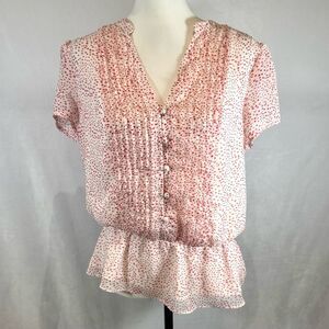 CeCe red and white dot printed peplum top size large